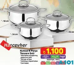 HASCEVHER KUMSAL 6 PARÇA TENCERE SETİ HASCEVHER KUMSAL 6 PARÇA TENCERE SETİ